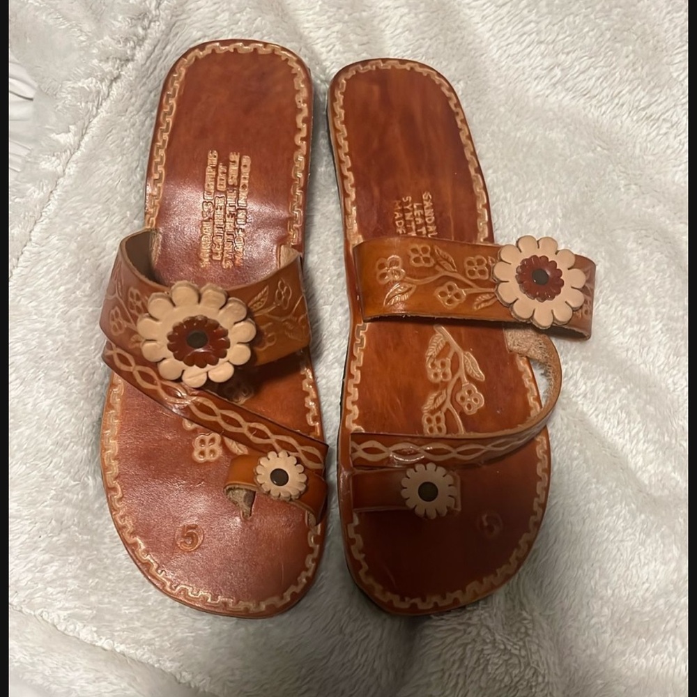 Brown Floral Women's Sandals